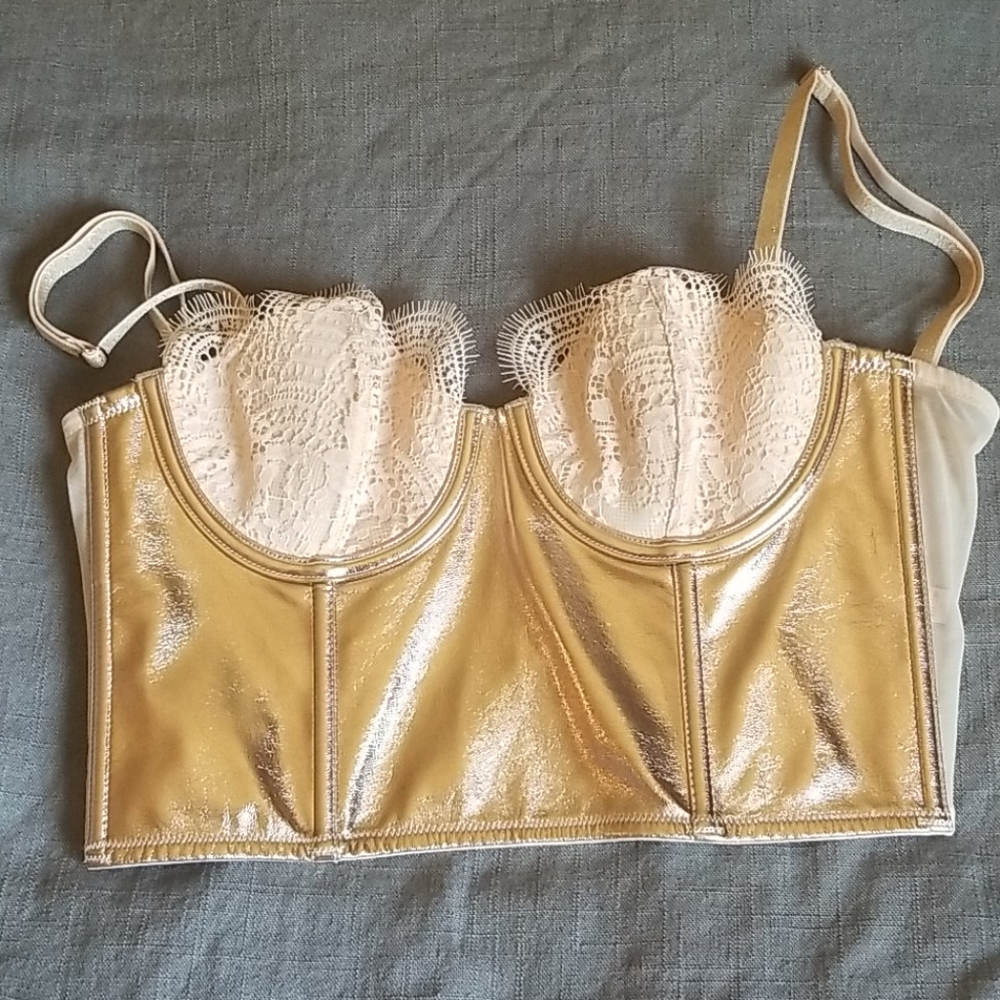 Victorias secret Pleather, mesh and lace bustier